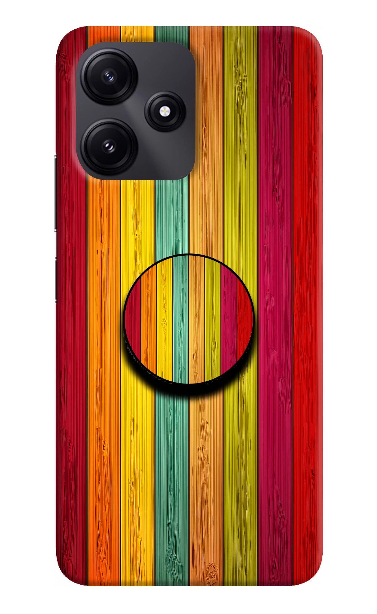 Multicolor Wooden Poco M6 Pro 5G Pop Case