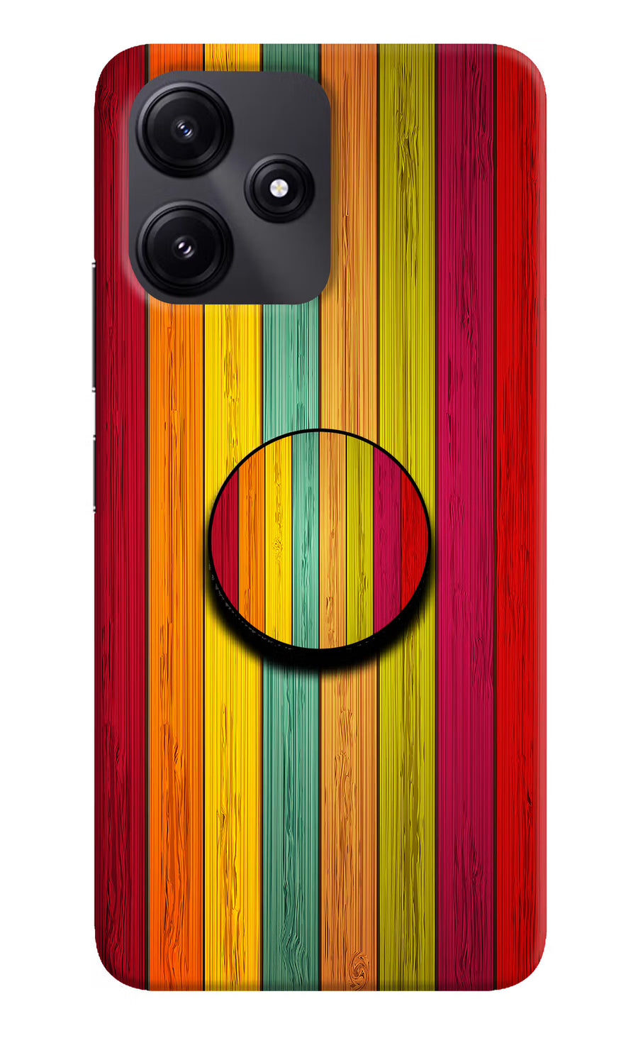 Multicolor Wooden Poco M6 Pro 5G Pop Case, Hard case
