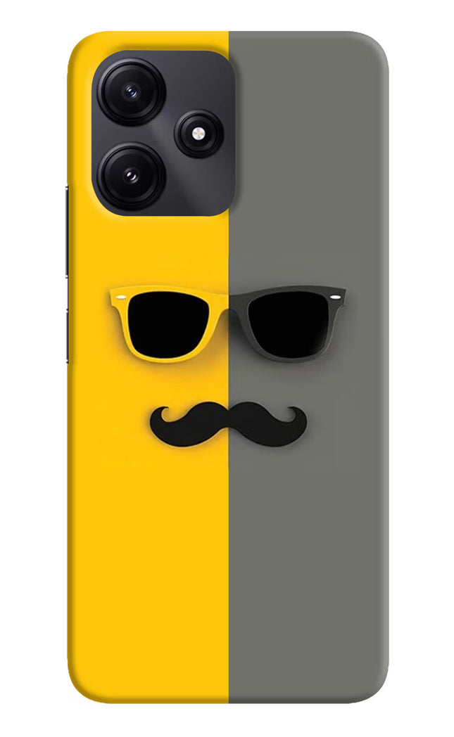 Sunglasses with Mustache Redmi 12 5G Hard Case Back Cover by Casekaro