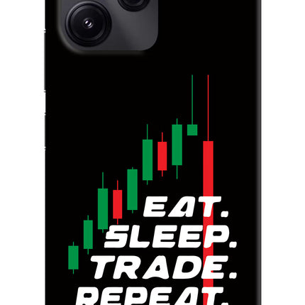Eat Sleep Trade Repeat Redmi 12 5G Hard Case Back Cover by Casekaro