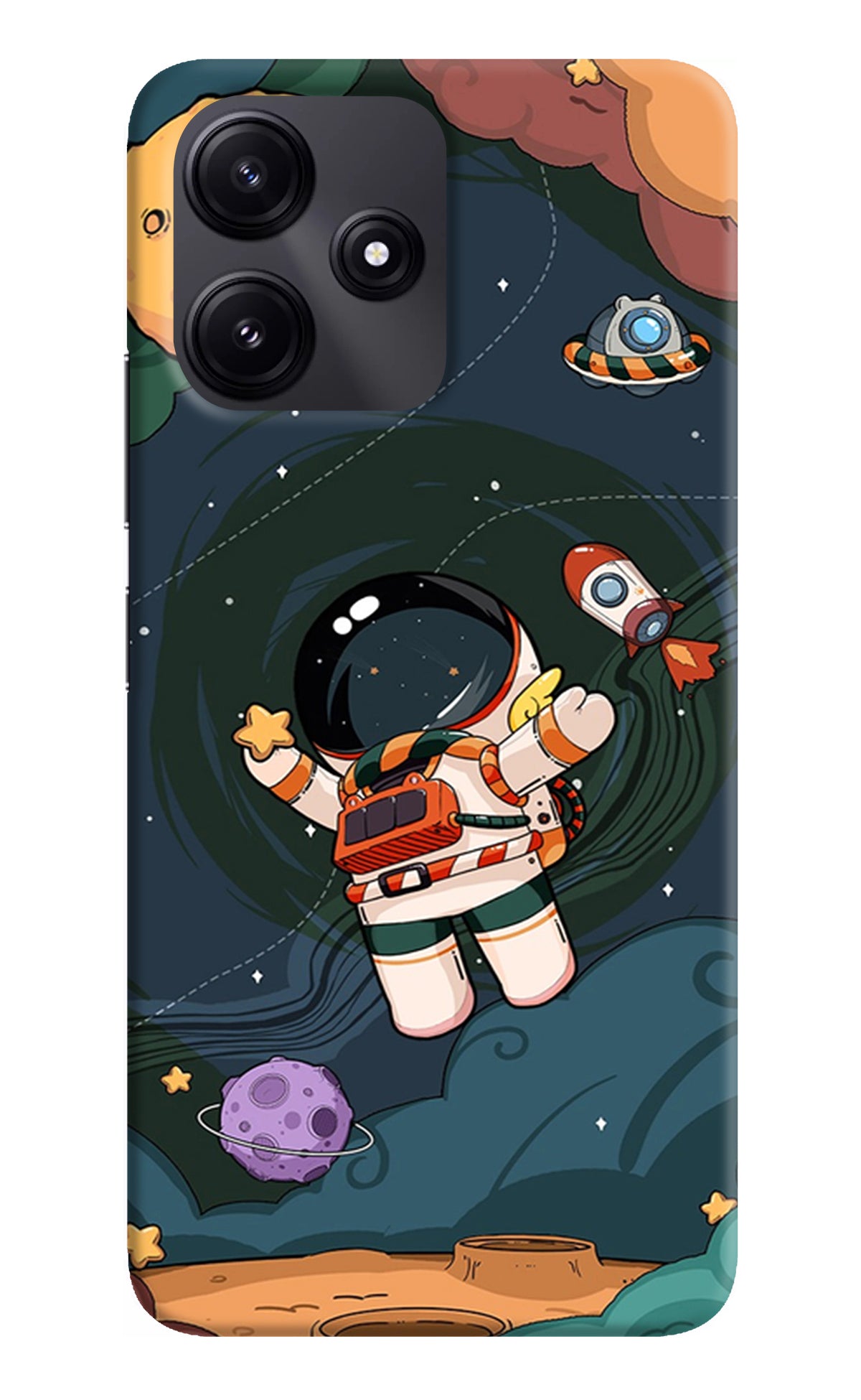 Cartoon Astronaut Redmi 12 5G Back Cover