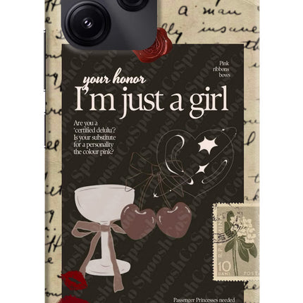 I am just a girl Redmi 12 5G Hard Case Back Cover by Casekaro