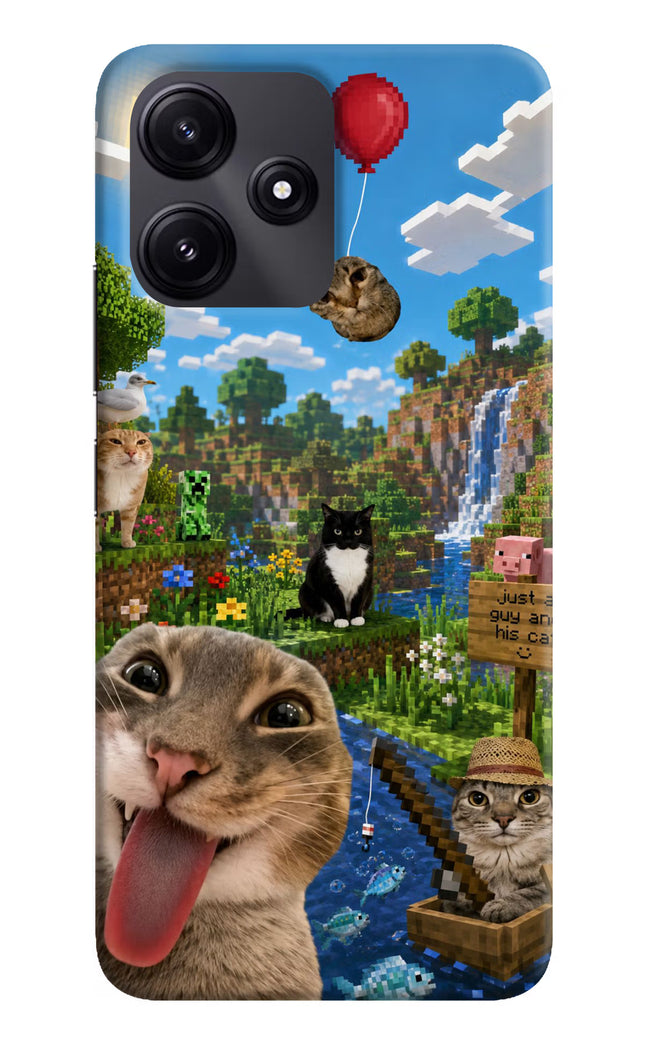 Minecraft Cat Chaos Redmi 12 5G Hard Case Back Cover by Casekaro