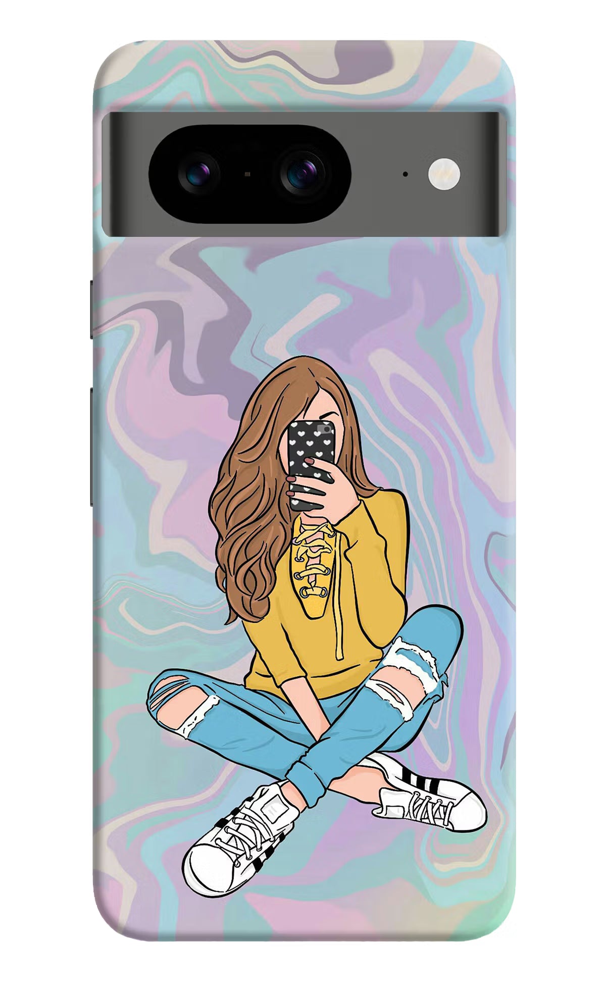 Selfie Girl Google Pixel 8 Hard Case Back Cover by Casekaro