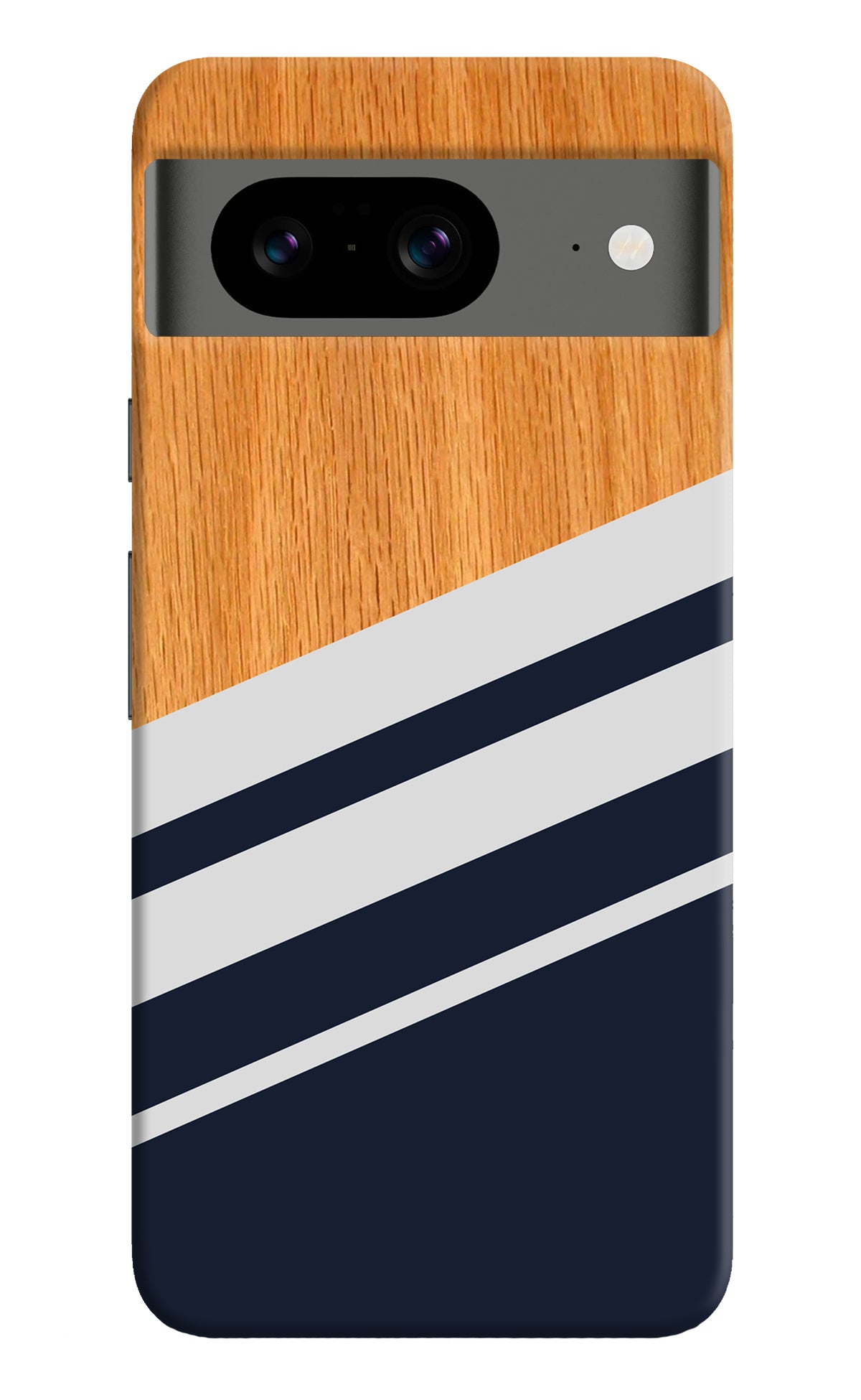 Blue and white wooden Google Pixel 8 Back Cover