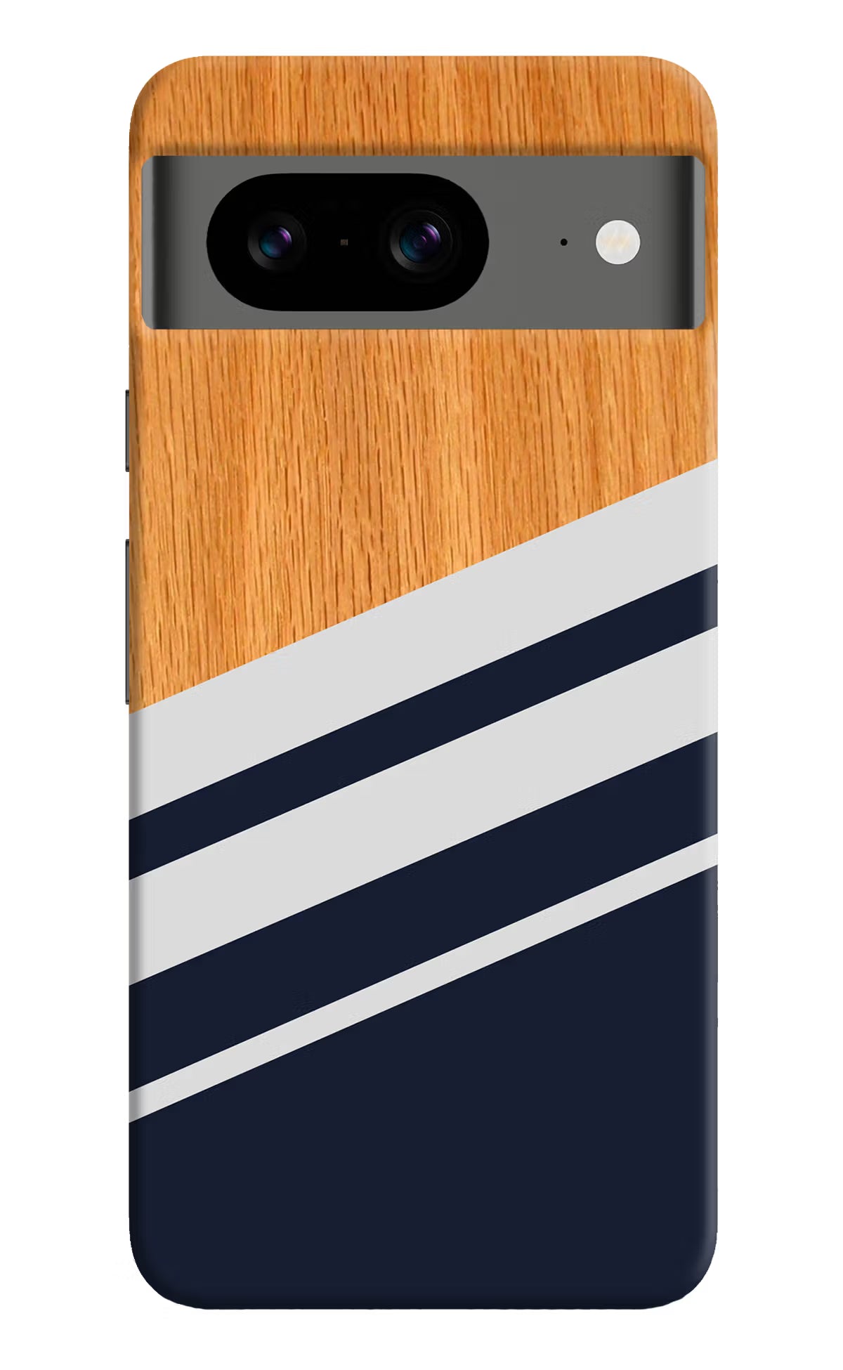 Blue and white wooden Google Pixel 8 Hard Case Back Cover by Casekaro