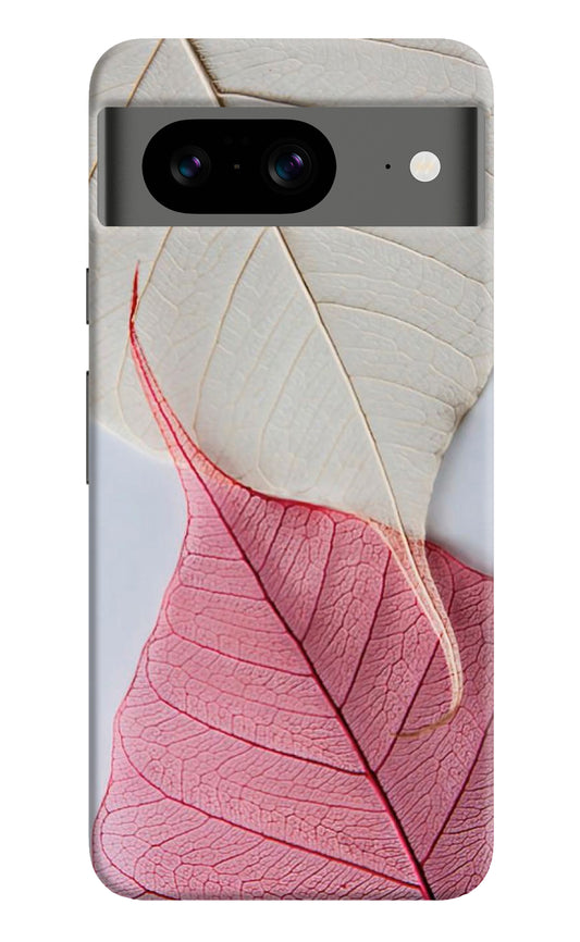 White Pink Leaf Google Pixel 8 Back Cover