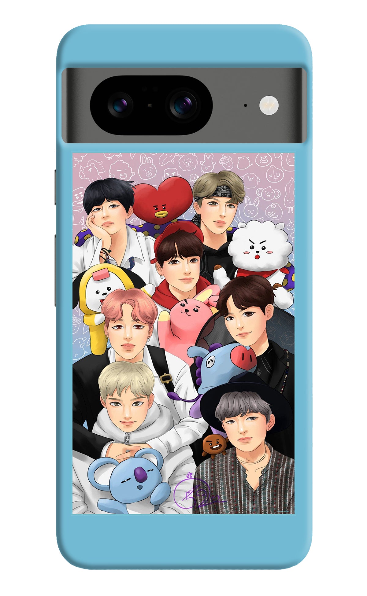 BTS with animals Google Pixel 8 Back Cover