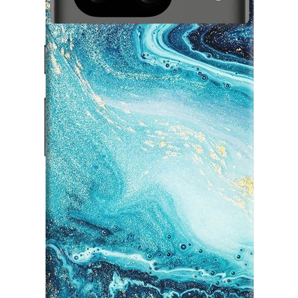 Blue Glitter Marble Google Pixel 8 Hard Case Back Cover by Casekaro