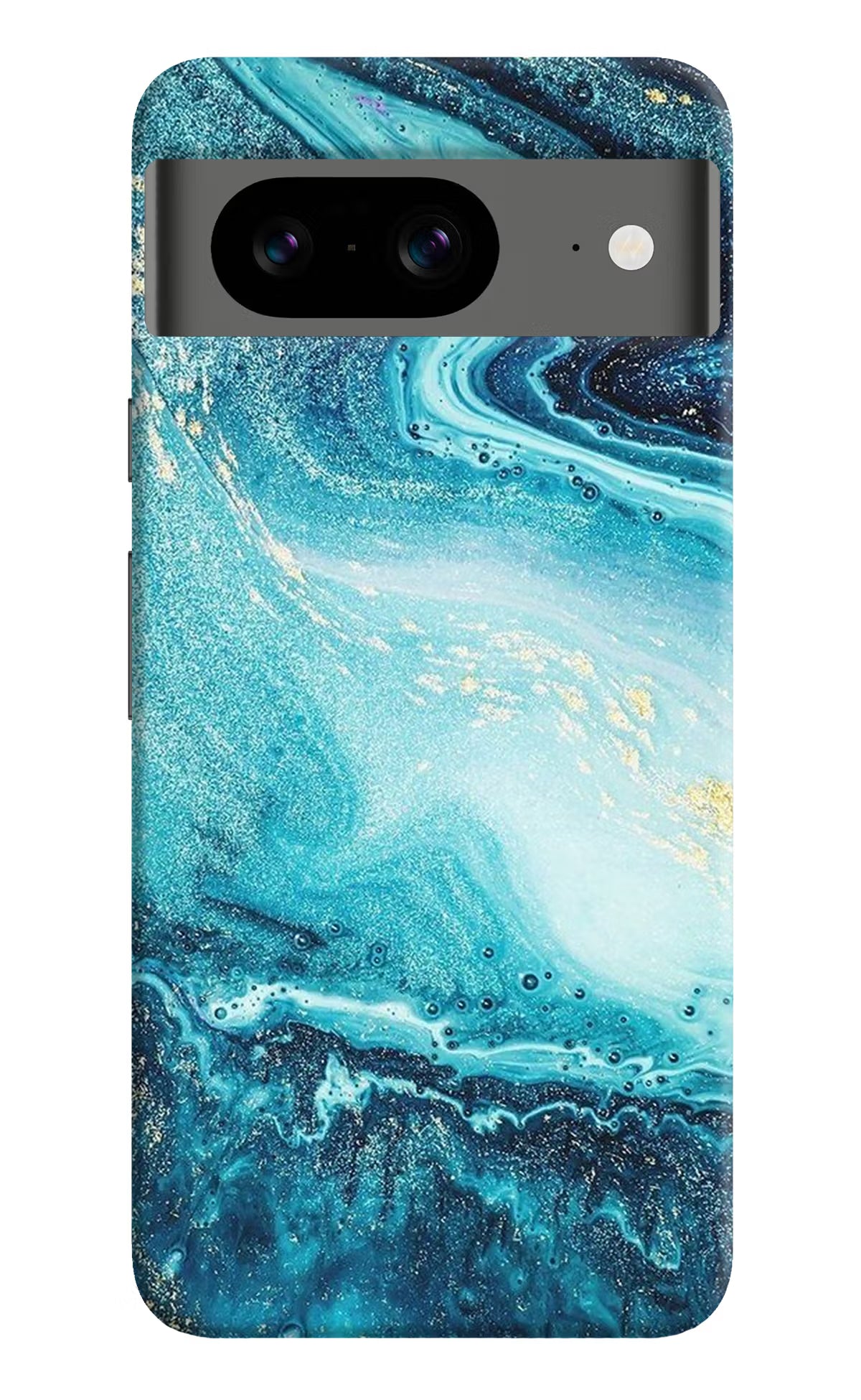 Blue Glitter Marble Google Pixel 8 Hard Case Back Cover by Casekaro
