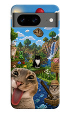 Minecraft Cat Chaos Google Pixel 8 Hard Case Back Cover by Casekaro