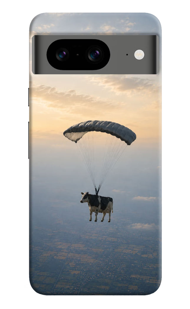 Skydiving Cow Google Pixel 8 Hard Case Back Cover by Casekaro