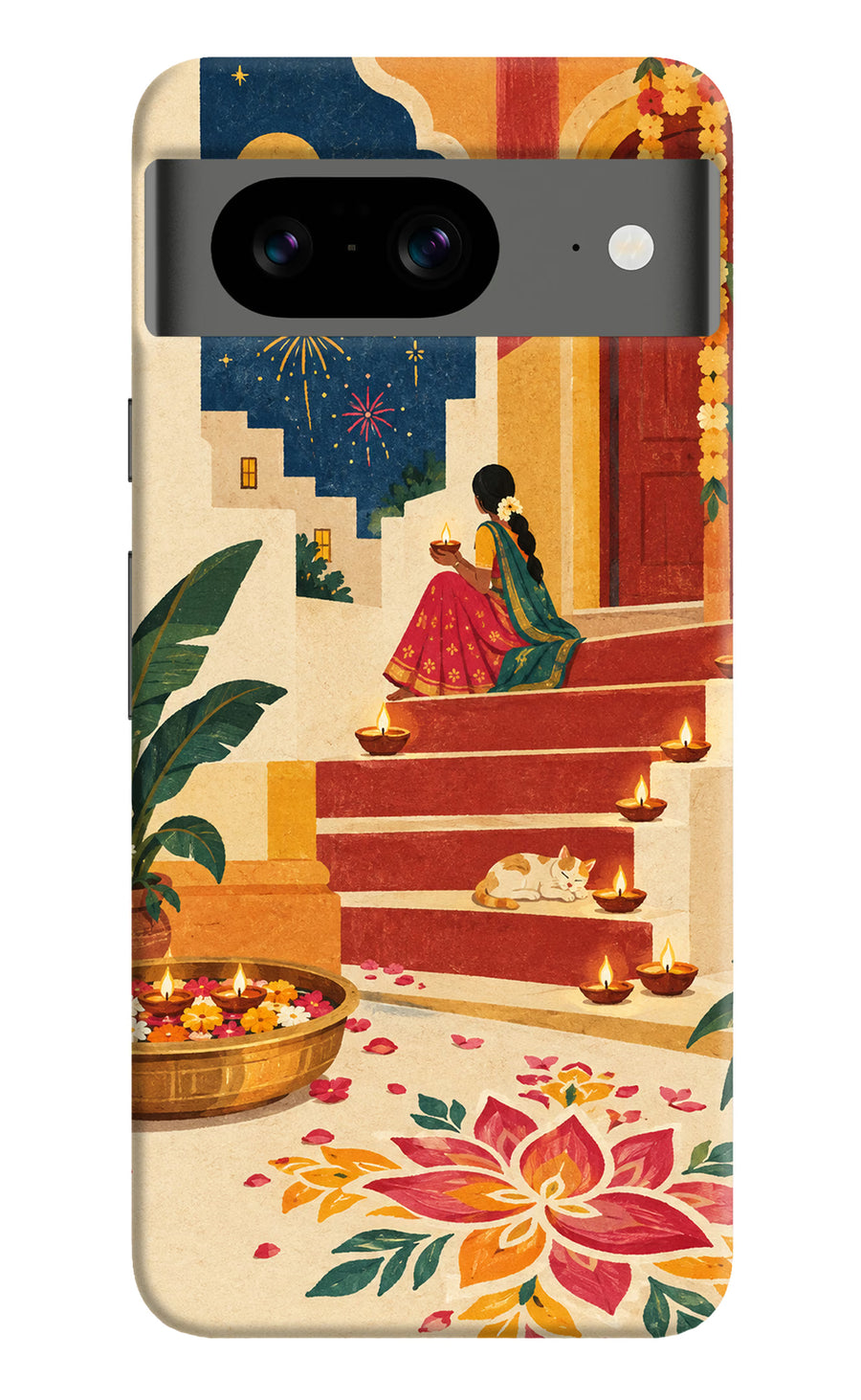 Diwali Rangoli Google Pixel 8 Back Cover, Hard case