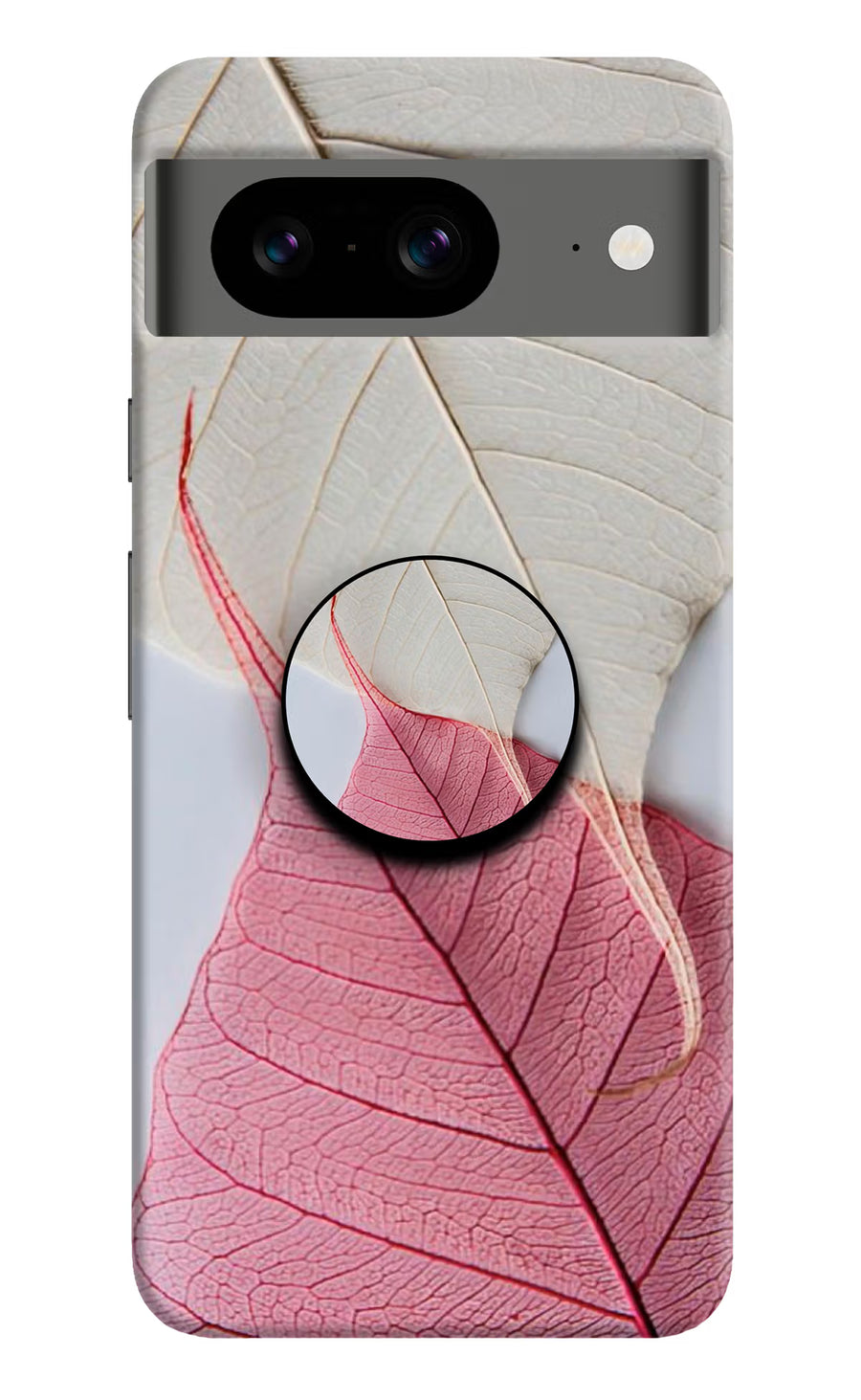 White Pink Leaf Google Pixel 8 Pop Case, Hard case