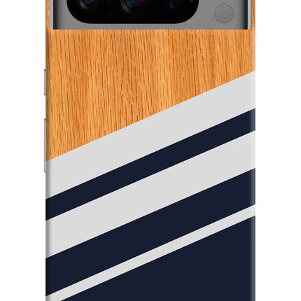 Blue and white wooden Google Pixel 8 Pro Hard Case Back Cover by Casekaro