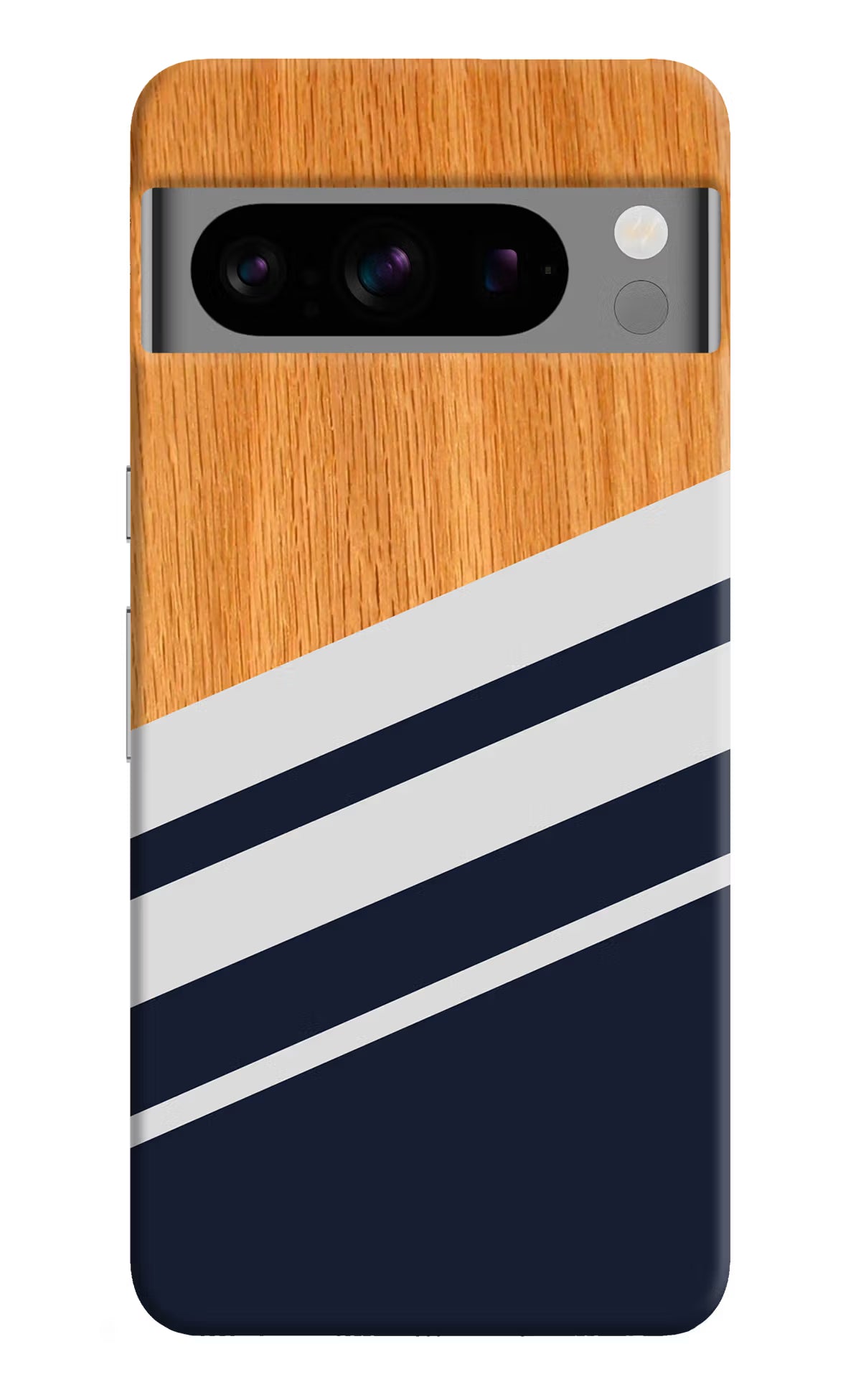 Blue and white wooden Google Pixel 8 Pro Hard Case Back Cover by Casekaro