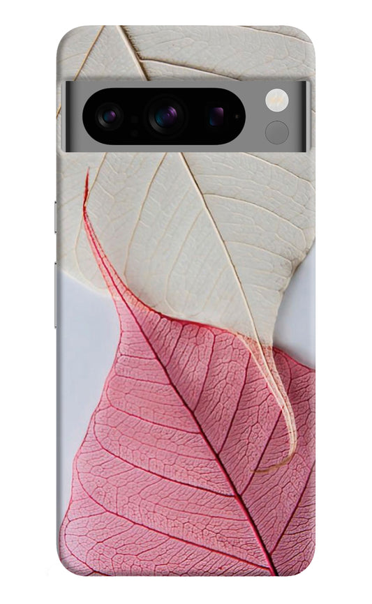 White Pink Leaf Google Pixel 8 Pro Back Cover