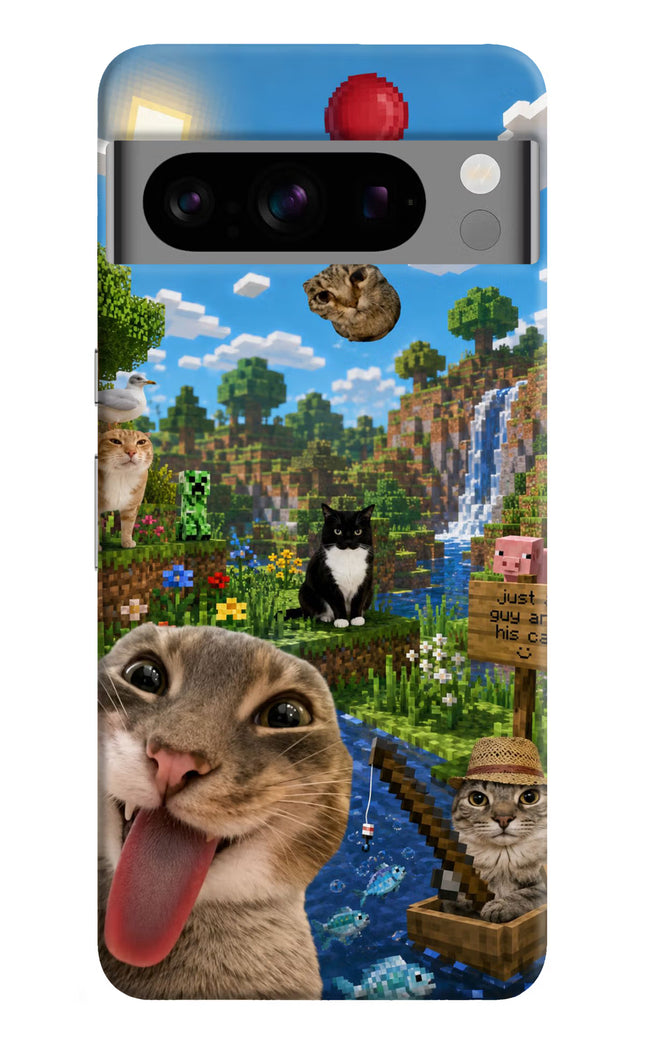 Minecraft Cat Chaos Google Pixel 8 Pro Hard Case Back Cover by Casekaro