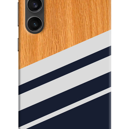 Blue and white wooden Samsung S23 FE 5G Hard Case Back Cover by Casekaro