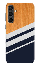 Blue and white wooden Samsung S23 FE 5G Hard Case Back Cover by Casekaro