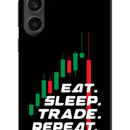 Eat Sleep Trade Repeat Samsung S23 FE 5G Hard Case Back Cover by Casekaro