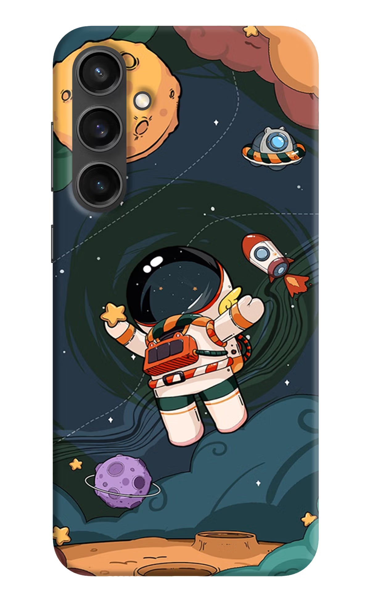 Cartoon Astronaut Samsung S23 FE 5G Hard Case Back Cover by Casekaro