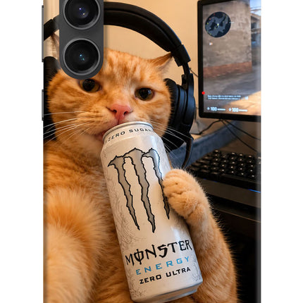 Gamer Cat Energy Samsung S23 FE 5G Hard Case Back Cover by Casekaro