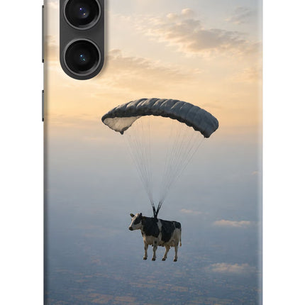 Skydiving Cow Samsung S23 FE 5G Hard Case Back Cover by Casekaro