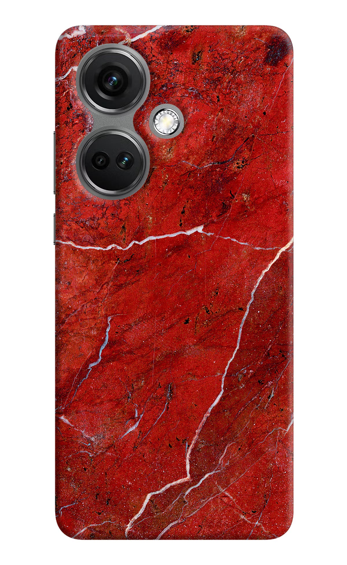 Red Marble Design OnePlus Nord CE 3 5G Hard Case Back Cover by Casekaro