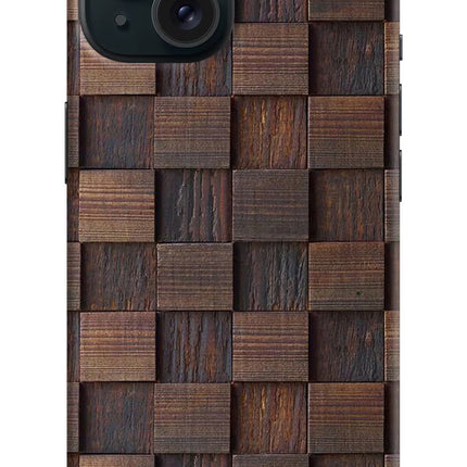 Wooden Cube Design iPhone 15 Hard Case Back Cover by Casekaro