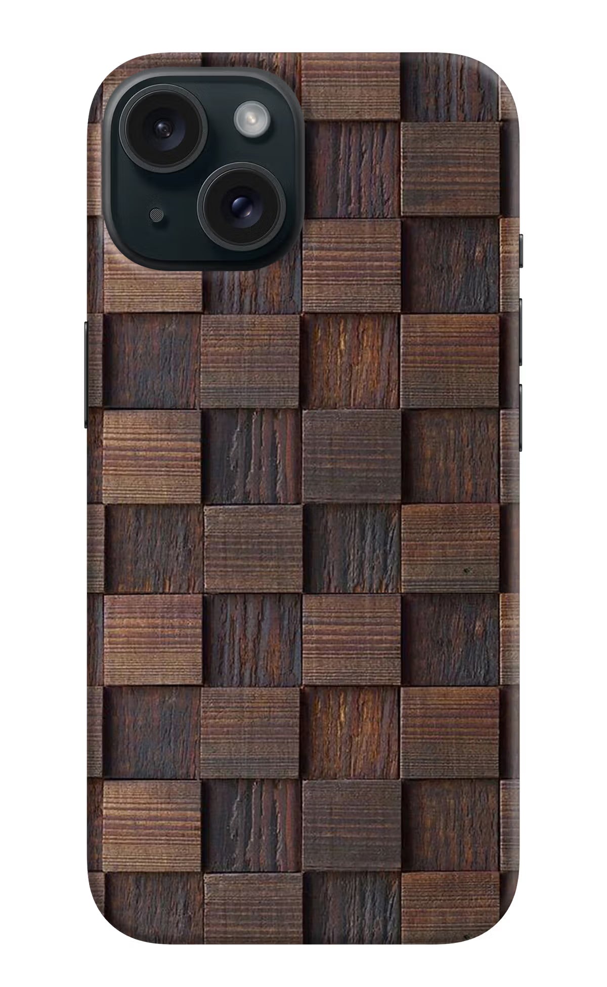 Wooden Cube Design iPhone 15 Hard Case Back Cover by Casekaro
