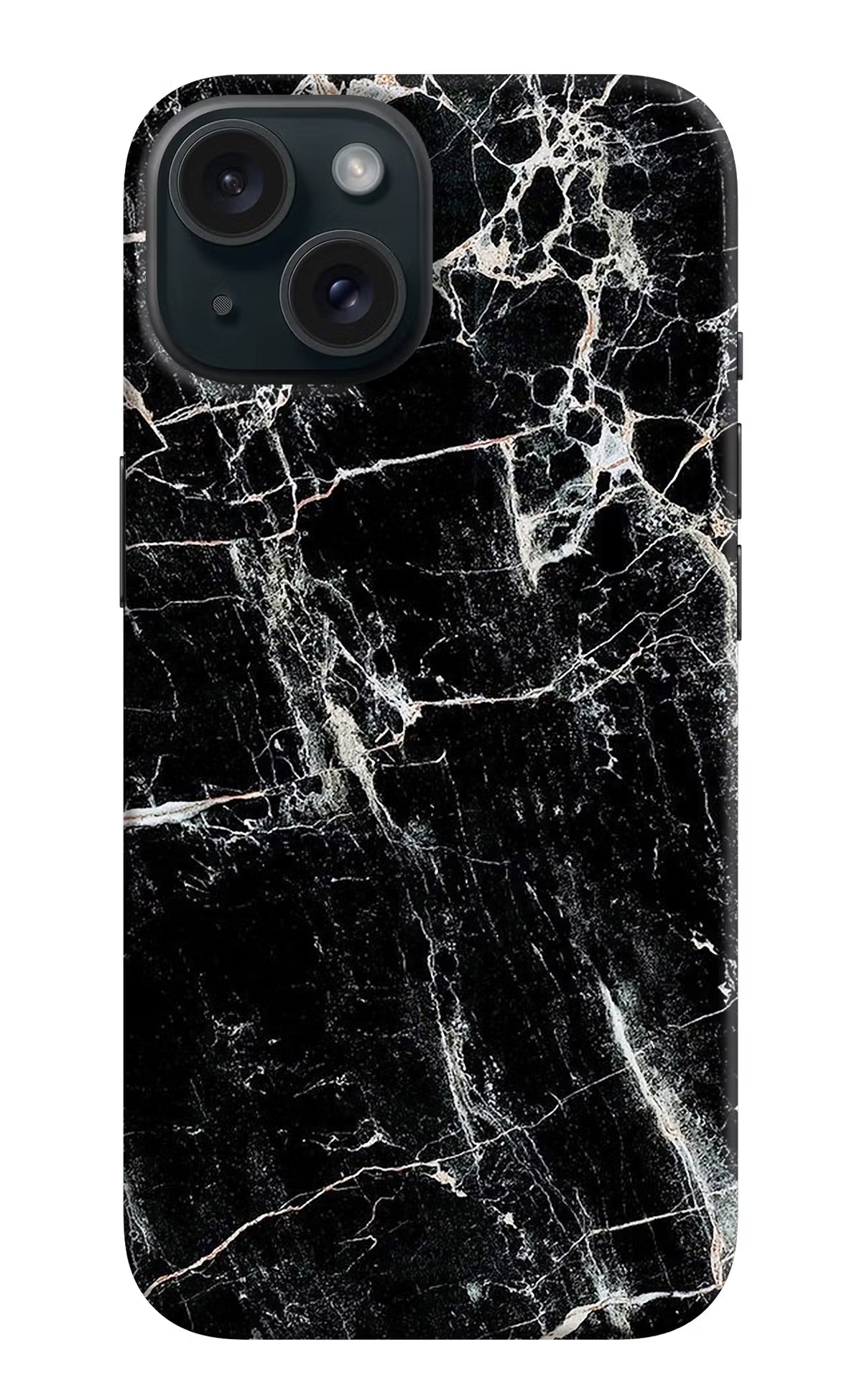 Black Marble Texture iPhone 15 Hard Case Back Cover by Casekaro