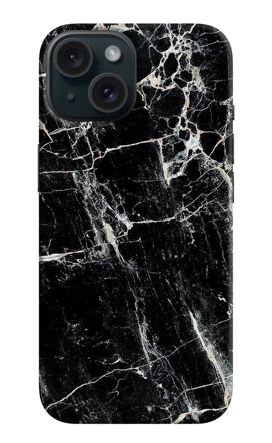 Black Marble Texture iPhone 15 Hard Case Back Cover by Casekaro