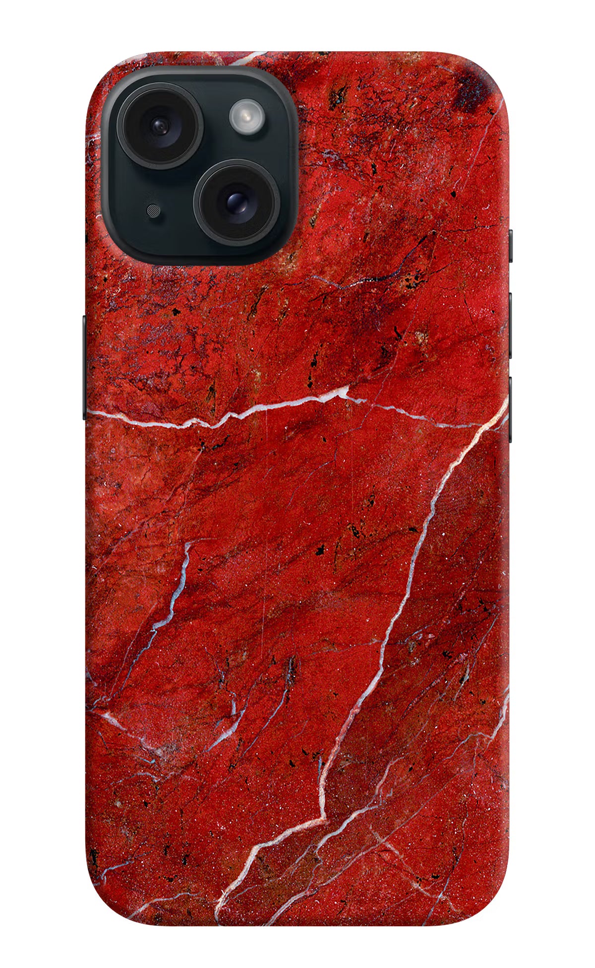 Red Marble Design iPhone 15 Hard Case Back Cover by Casekaro