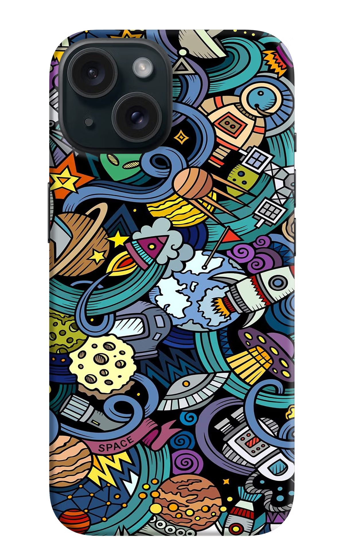 Space Abstract iPhone 15 Hard Case Back Cover by Casekaro