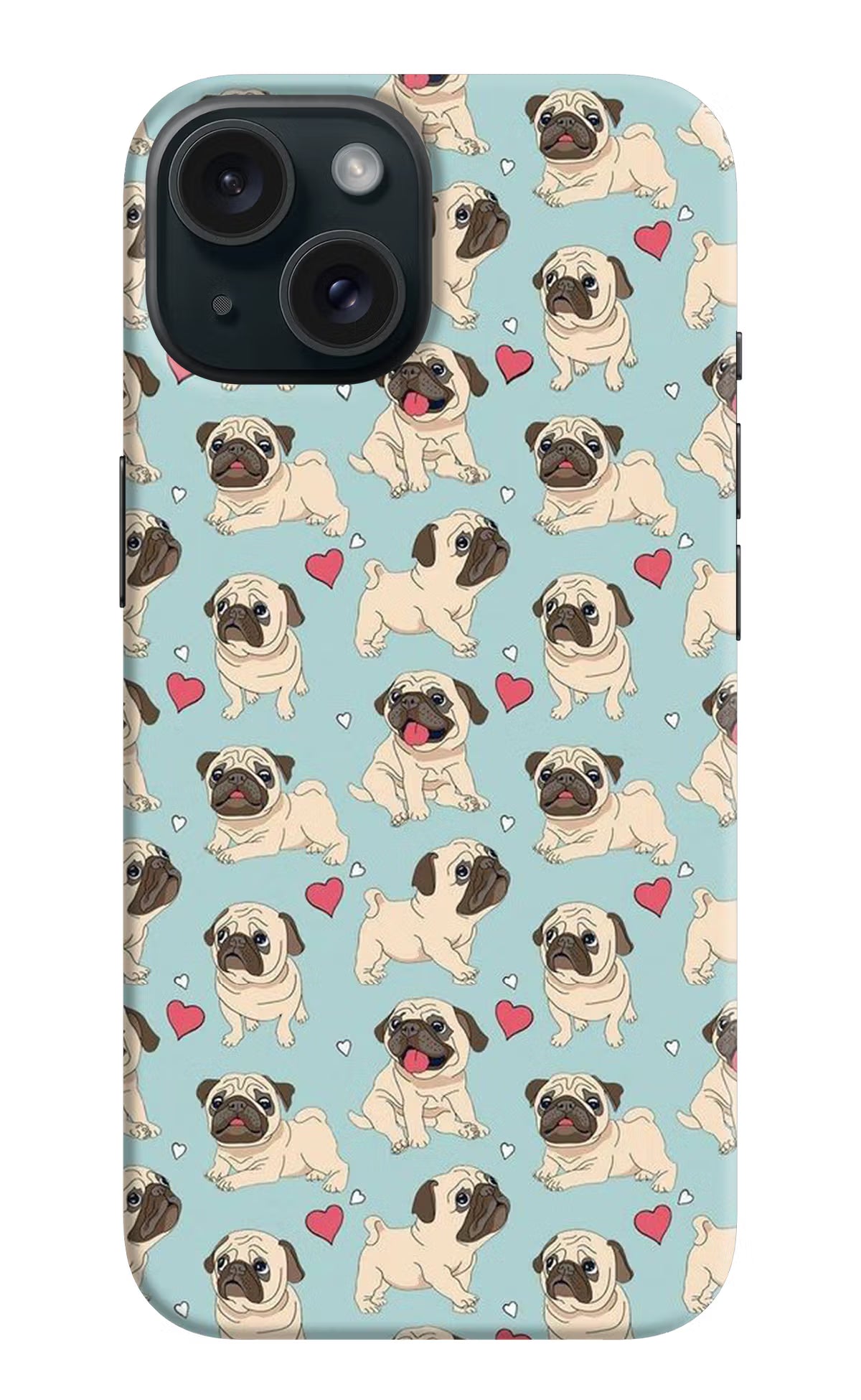 Pug Dog iPhone 15 Hard Case Back Cover by Casekaro