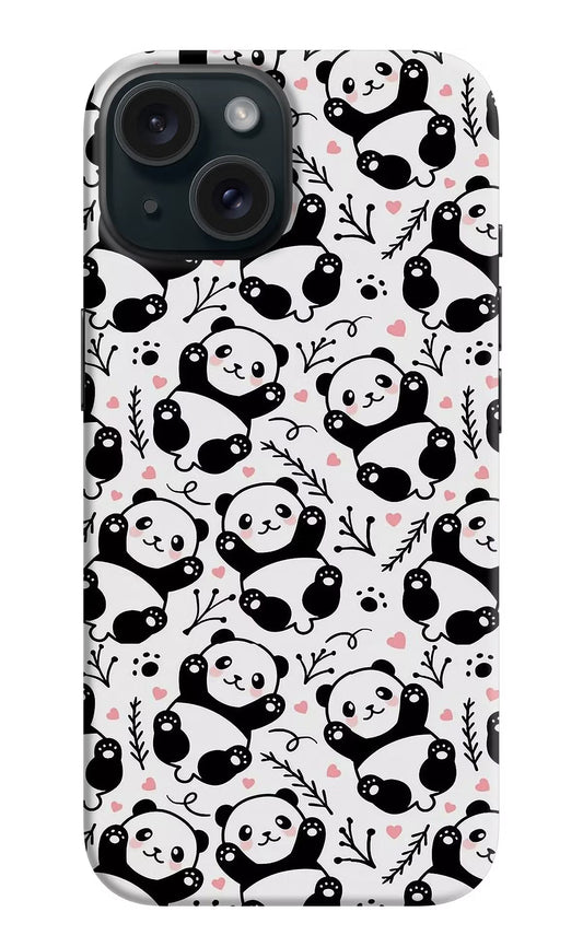 Cute Panda iPhone 15 Hard Case Back Cover by Casekaro
