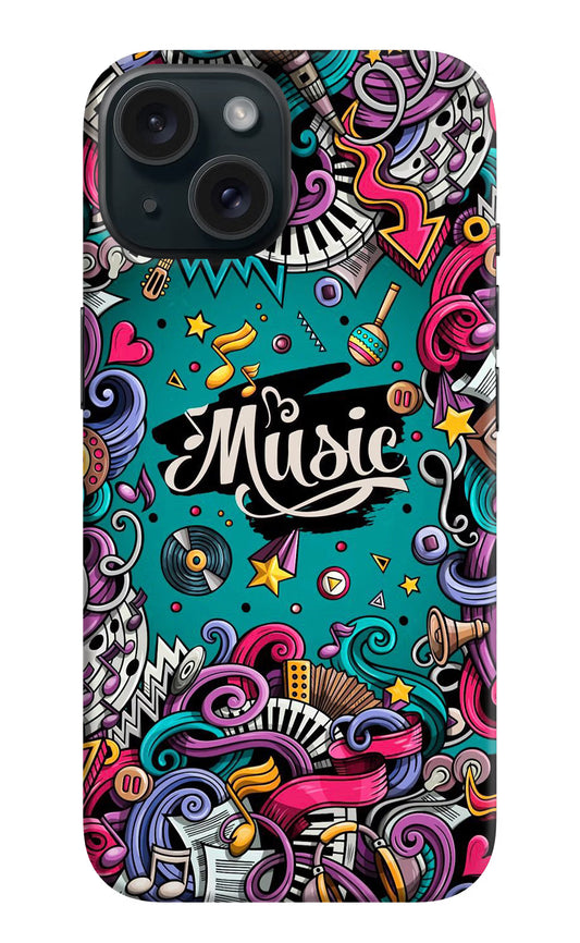 Music Graffiti iPhone 15 Hard Case Back Cover by Casekaro