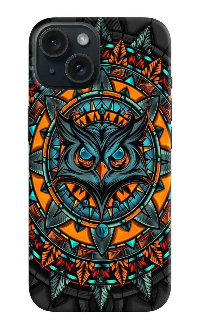 Angry Owl Art iPhone 15 Hard Case Back Cover by Casekaro
