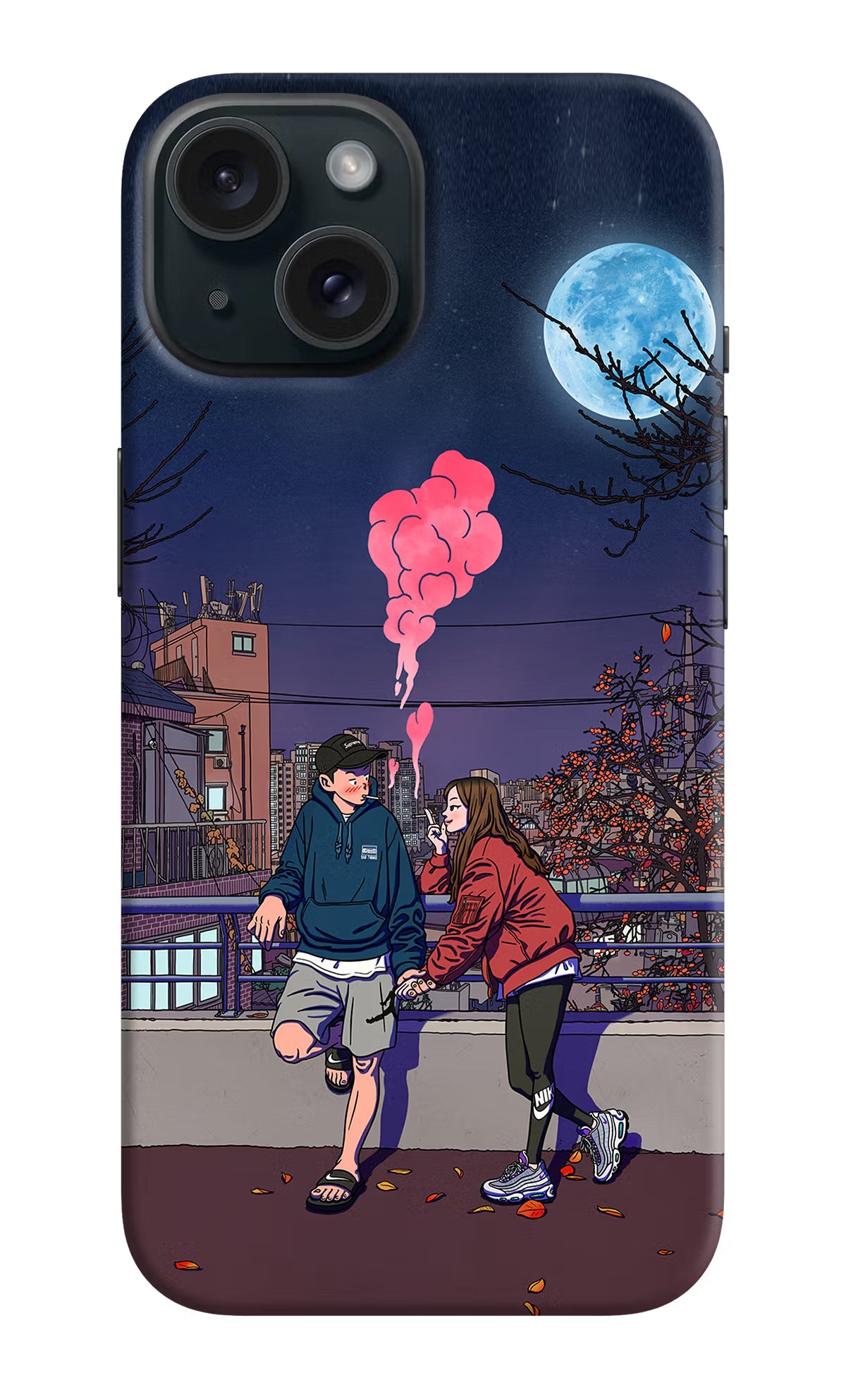 Chilling Couple iPhone 15 Hard Case Back Cover by Casekaro