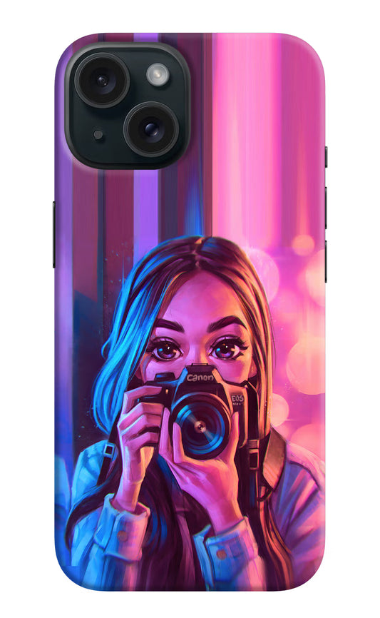 Girl Photographer iPhone 15 Hard Case Back Cover by Casekaro