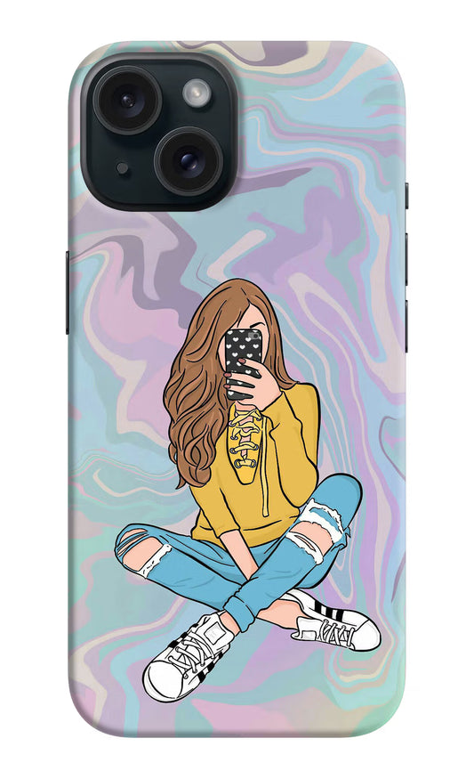 Selfie Girl iPhone 15 Hard Case Back Cover by Casekaro