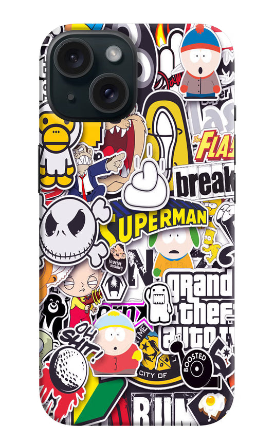 Sticker Bomb iPhone 15 Hard Case Back Cover by Casekaro