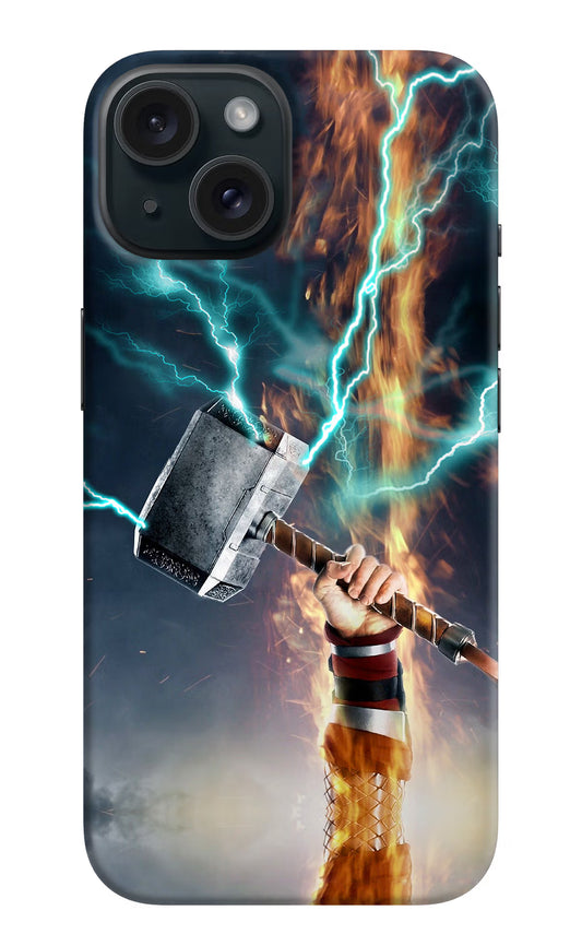 Thor Hammer Mjolnir iPhone 15 Hard Case Back Cover by Casekaro
