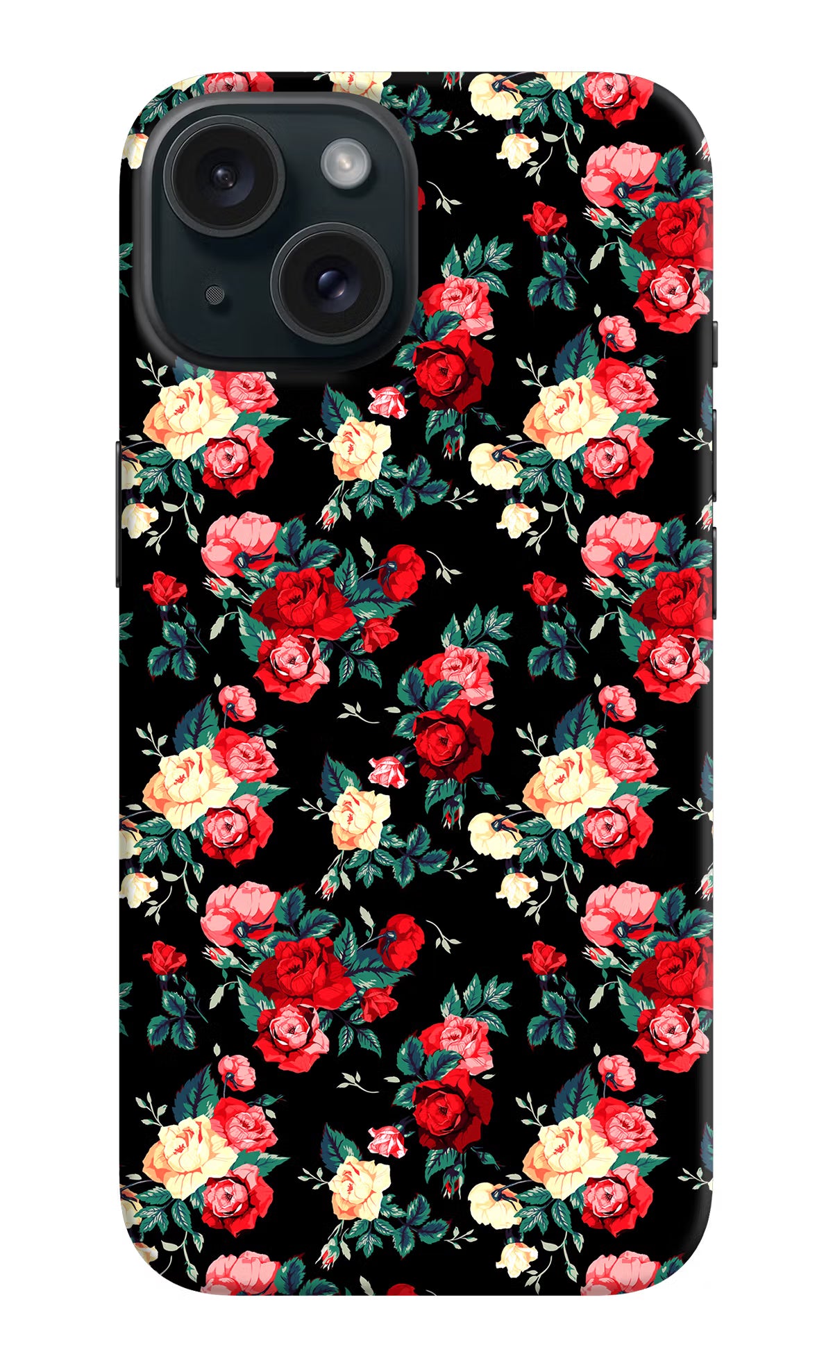 Rose Pattern iPhone 15 Hard Case Back Cover by Casekaro