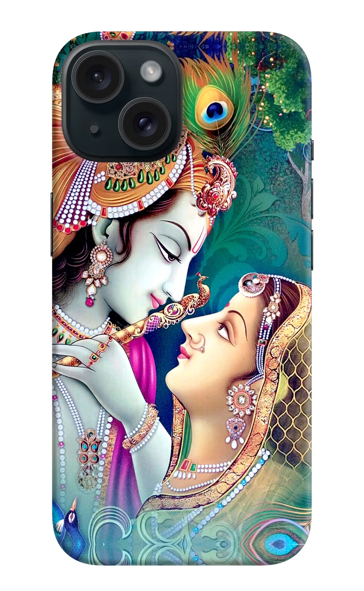 Lord Radha Krishna iPhone 15 Hard Case Back Cover by Casekaro