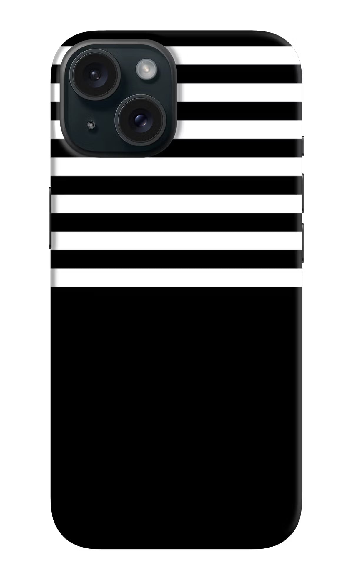 Black and White Print iPhone 15 Hard Case Back Cover by Casekaro