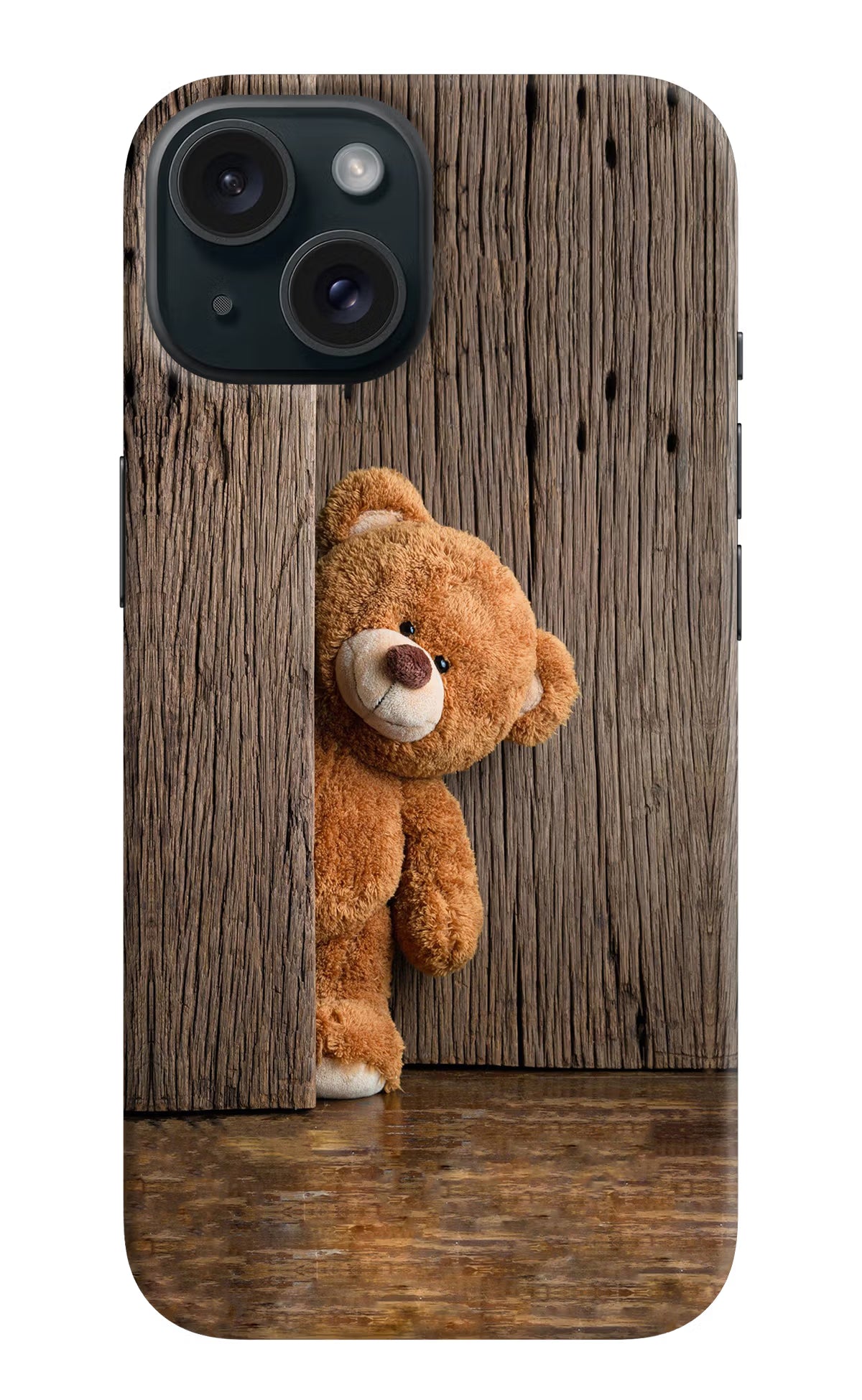 Teddy Wooden iPhone 15 Hard Case Back Cover by Casekaro