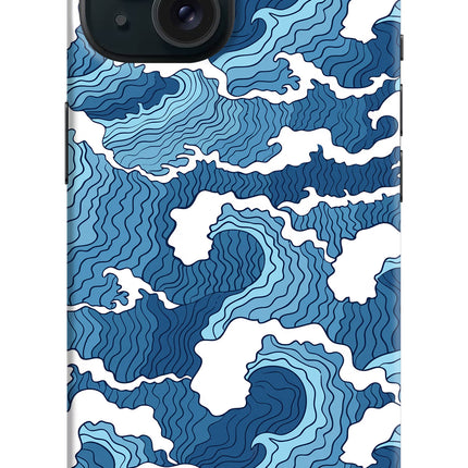 Blue Waves iPhone 15 Hard Case Back Cover by Casekaro