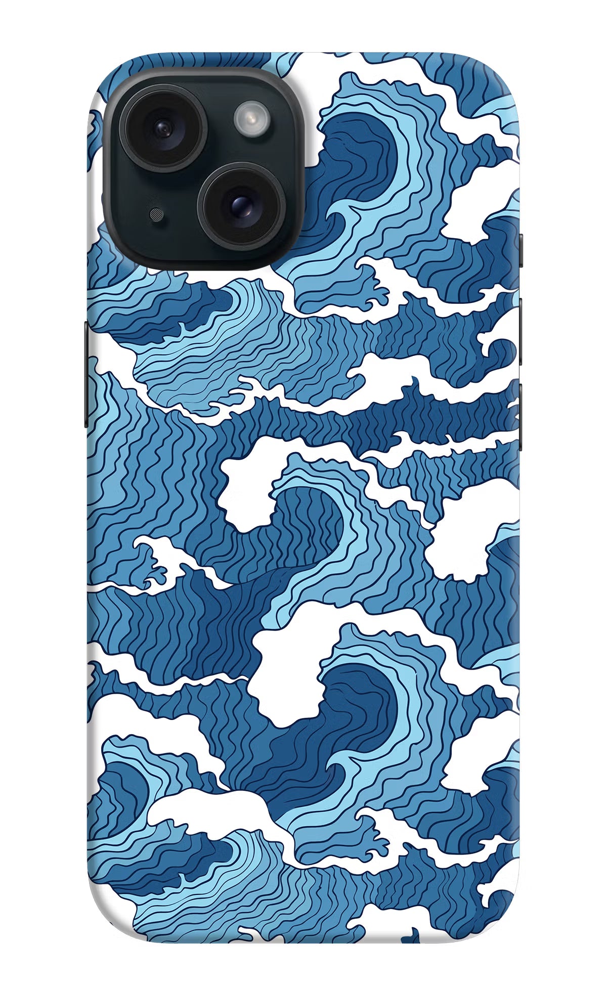 Blue Waves iPhone 15 Hard Case Back Cover by Casekaro